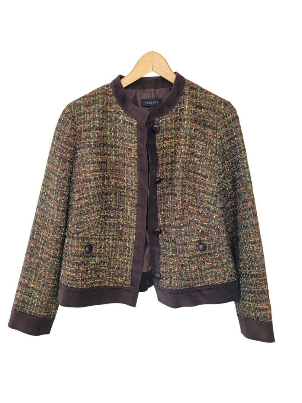 Talbots Tweed Blazer Old Money Jacket Womens Sz 8 Velvet Autumn Capsule Workwear